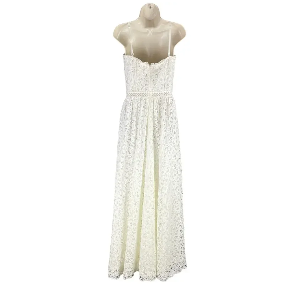 Jonathan Simkhai Strapless Lace Bridal Dress Convertible White Size 6 - Picture 9 of 12